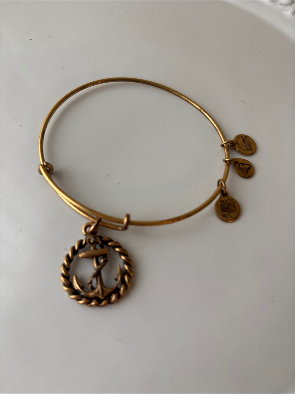 Alex & Ani Gold Nautical Anchor Charm Bangle Bracelet - Women Jewelry